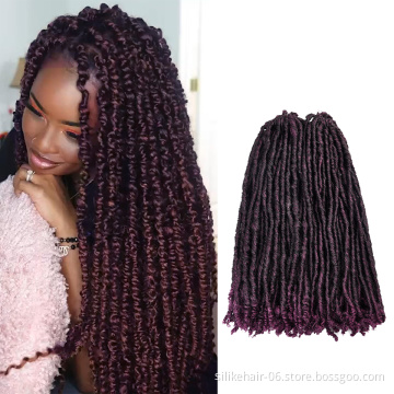 Purple Black 18 inch Bohemian Locs Women Faux Dreadlocks Braids Goddess Faux Locs Synthetic Crochet Braiding Hair Extensions